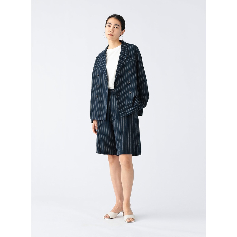 Pin Stripe Short Length Pants|Navy|0|1