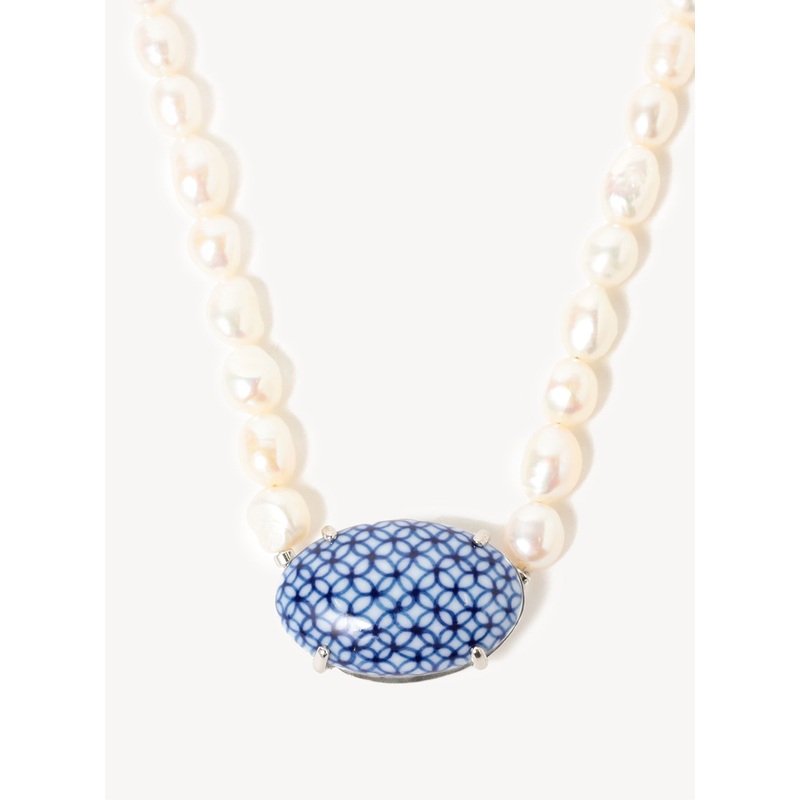 Arita Ware Motif Pearl Long Necklace
