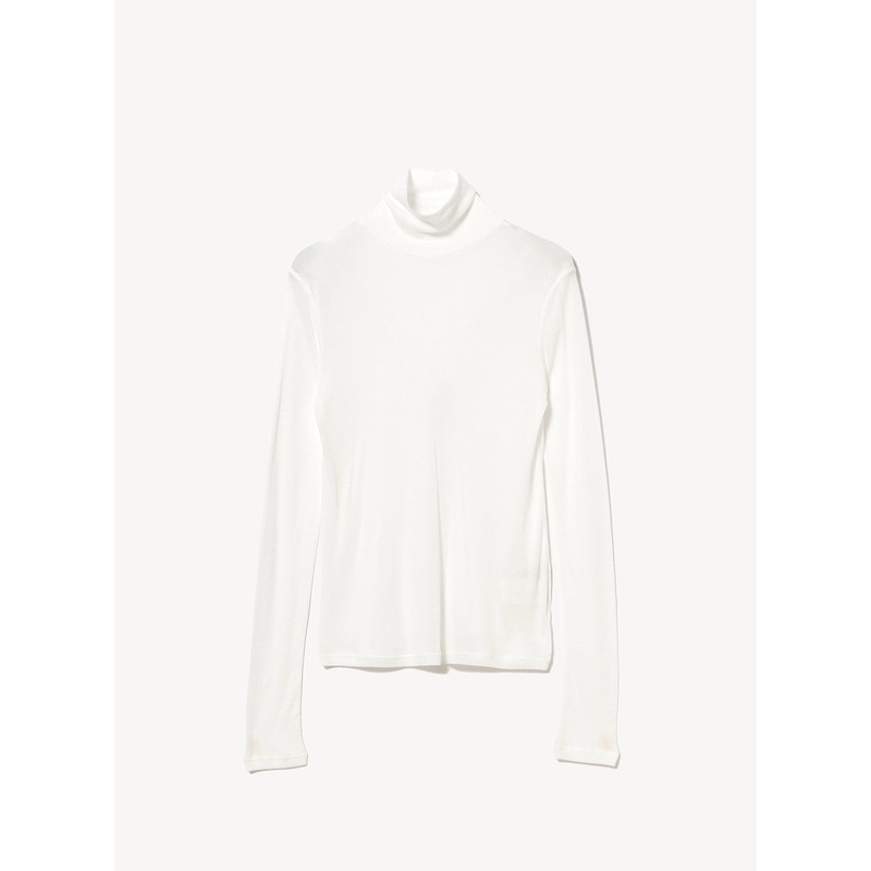 Demi Turtleneck Sheer Top|White|One Size