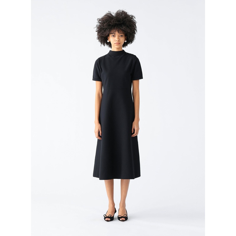 Fit and Flare Knit Dress|Black|36|38