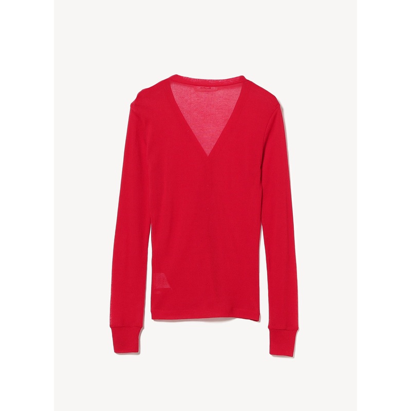 Sheer V Neck Cardigan|Red|38