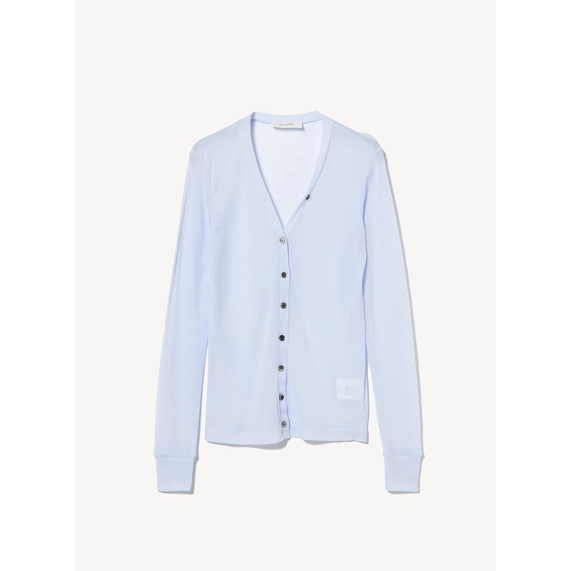 Sheer V Neck Cardigan|Sax|38
