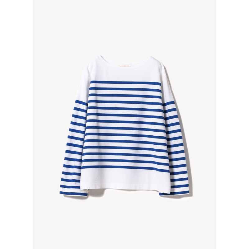 Big Silhouette Stripes Cutsew|White/Blue|One Size