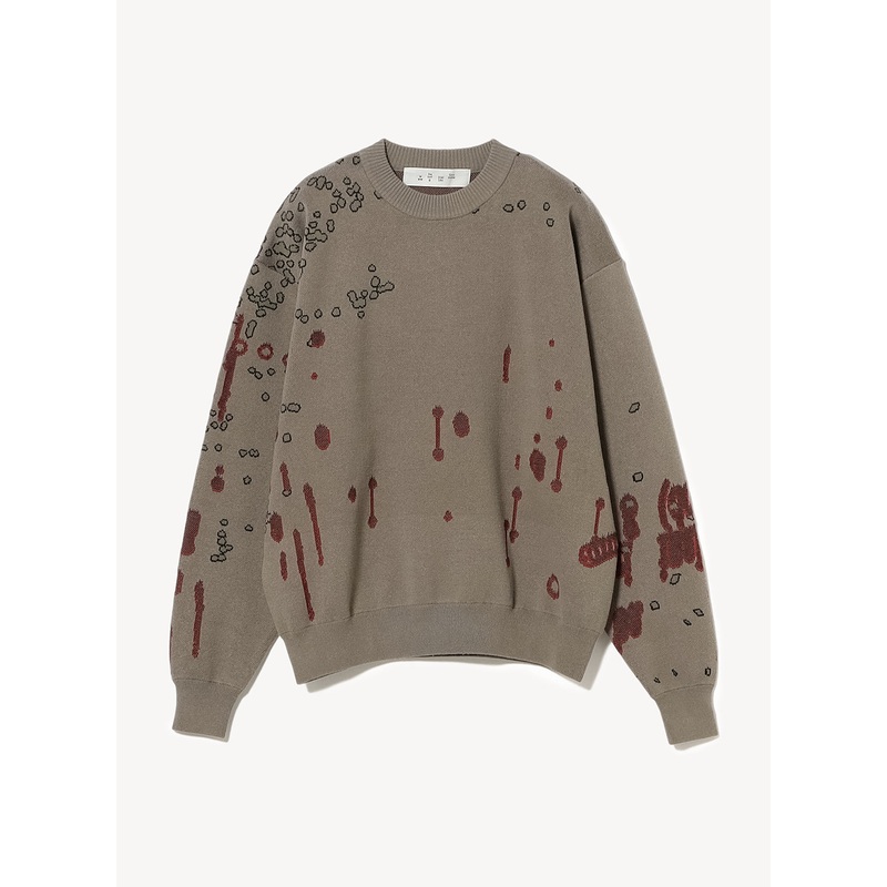 Jacquard Cotton Sweater|Dull Grey|M|L|XL