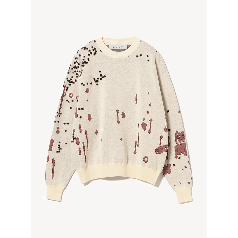 Jacquard Cotton Sweater|Ecru|M|L|XL