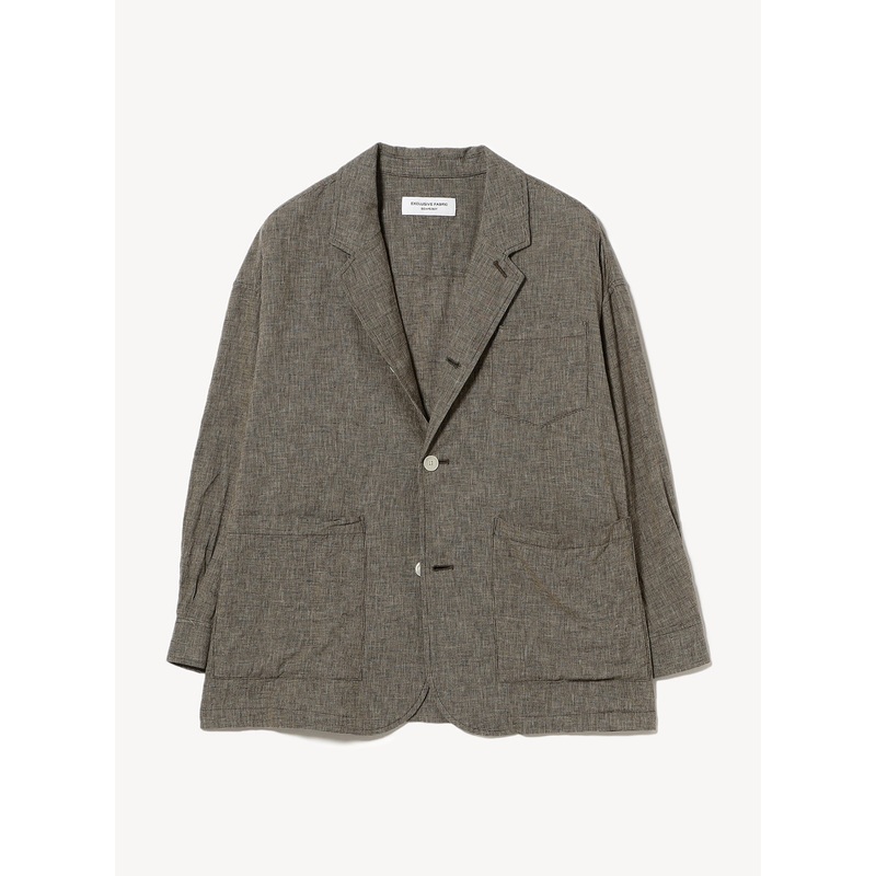 Stripe and Check Big Jacket|Brown|One Size