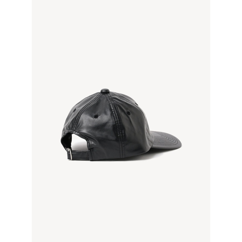 Synthetic Leather Cap|Black|One Size