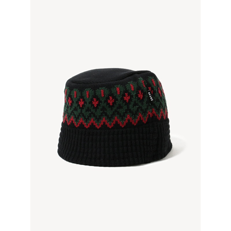 Jacquard Knit Bucket Hat|Black|One Size