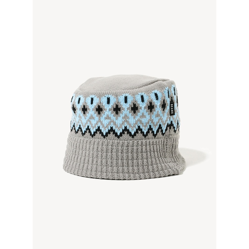 Jacquard Knit Bucket Hat|Grey|One Size