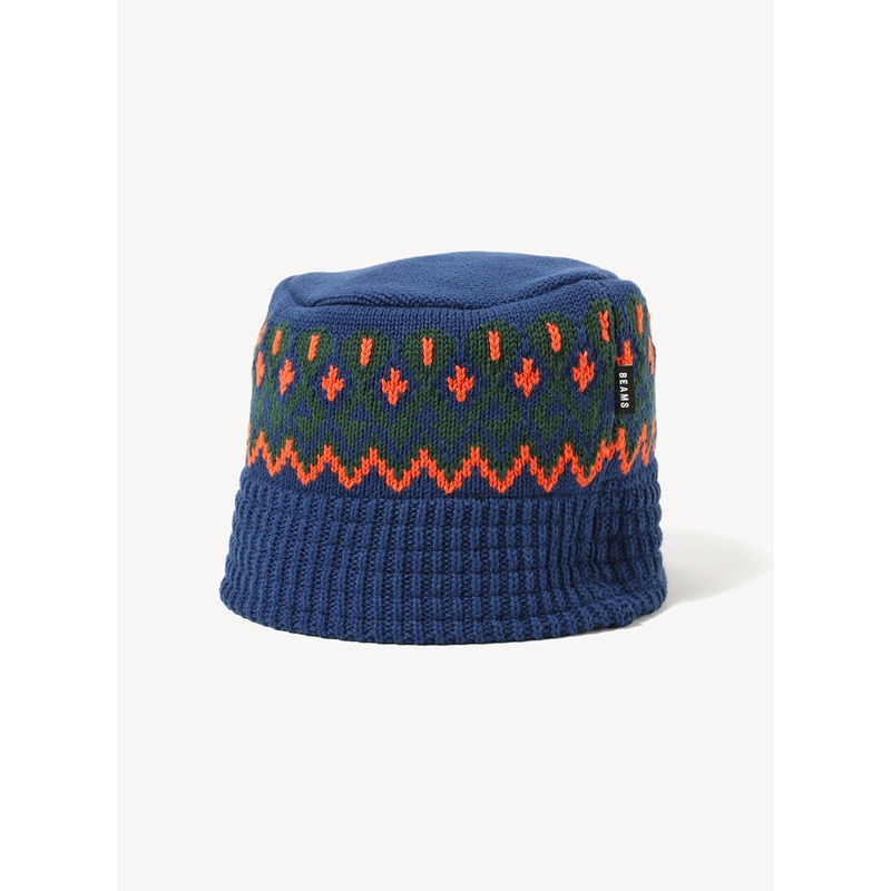 Jacquard Knit Bucket Hat|Navy|One Size
