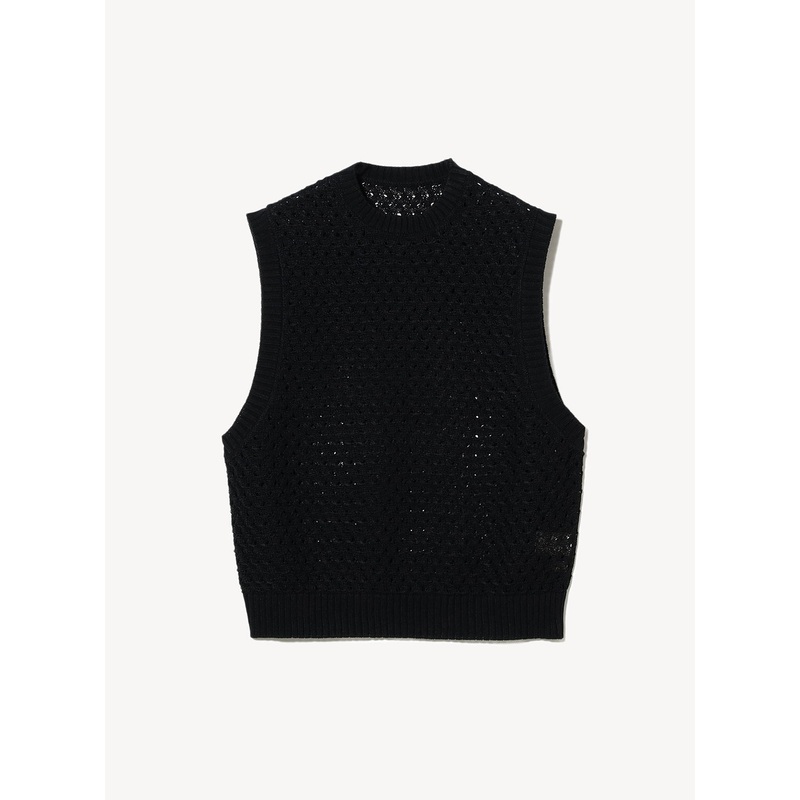 Mesh Knit Vest|Black|S|M|L