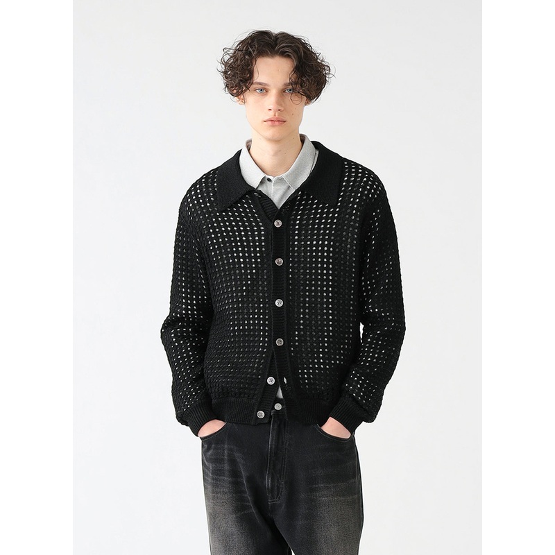 5 Gauge Mesh Polo Shirt|Black|S|M|L|XL