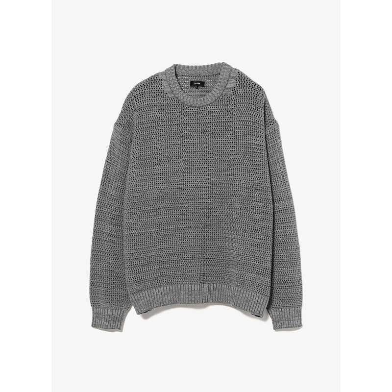Heathered Mesh Crewneck Knit|Grey|S|M|L|XL