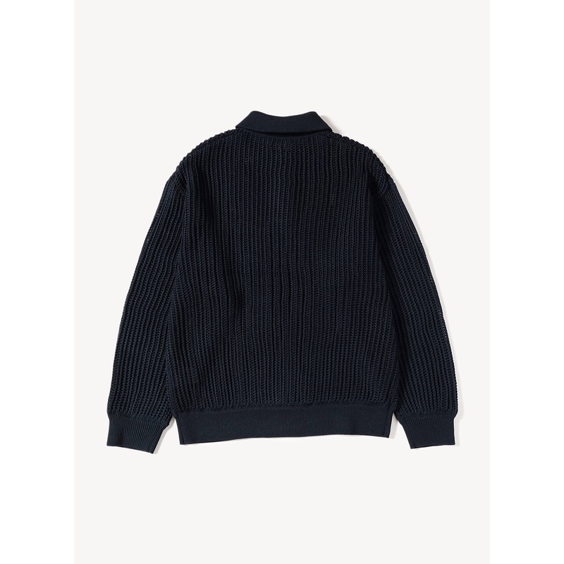 Mesh Knit Polo Shirt|Navy|S|M|L|XL