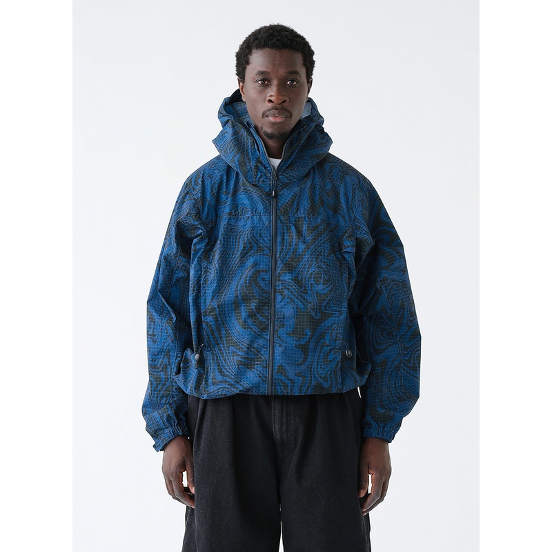 Printed Zip-Up Hoodie|Blue|S|M|L|XL