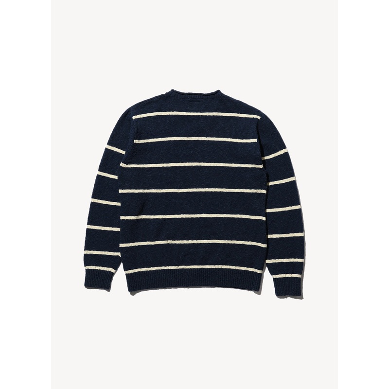 Crew Cotton Linen Slab Stripe|Navy|S|M|L|XL|2XL