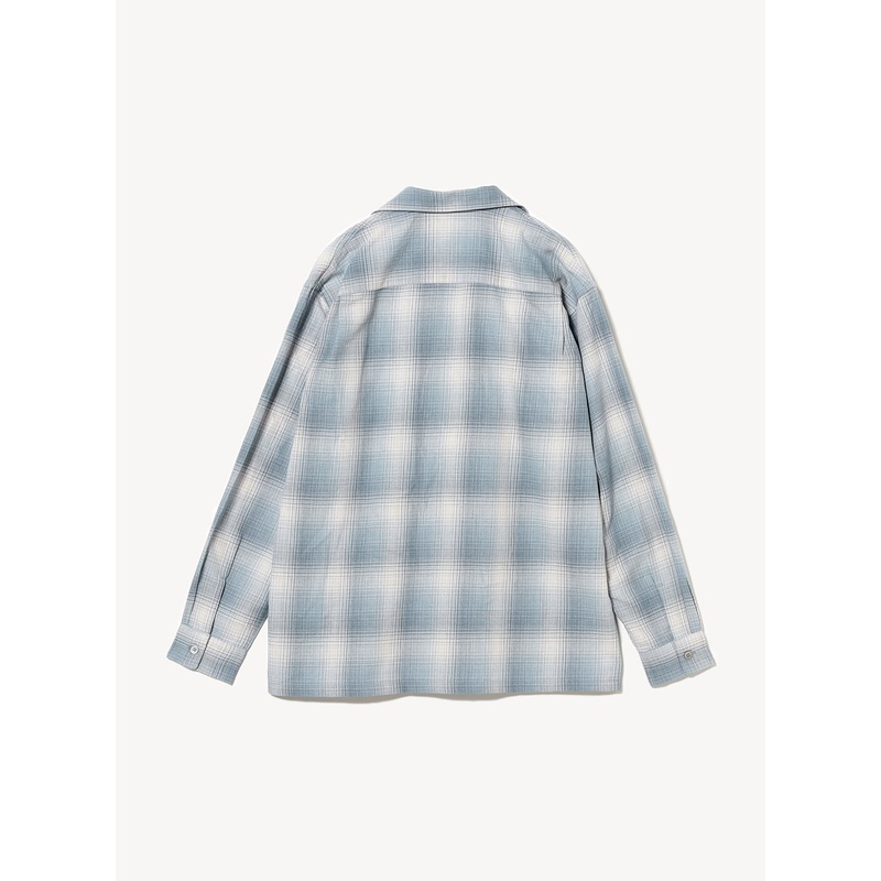 Ombre Check Open Collar Shirt|Blue|S|M|L|XL