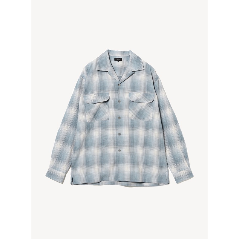 Ombre Check Open Collar Shirt|Blue|S|M|L|XL