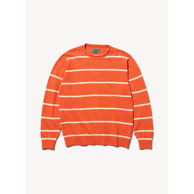 Crew Cotton Linen Slab Stripe|Orange|S|M|L|XL|2XL