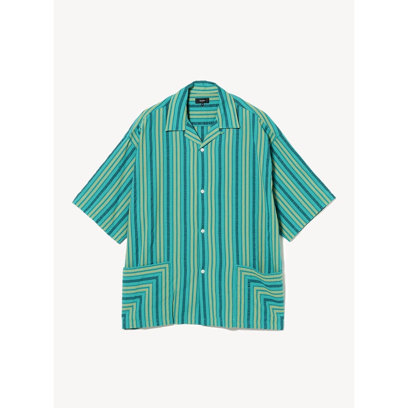 Dobby Stripe Open Collar Shirt