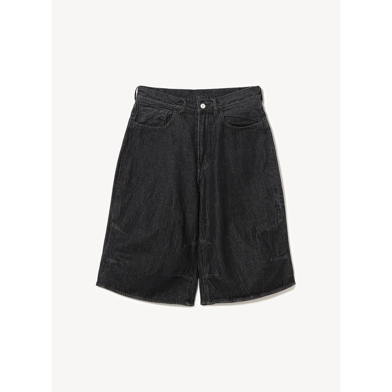 Quarter-Length Wide Denim|Black|S|M|L|XL