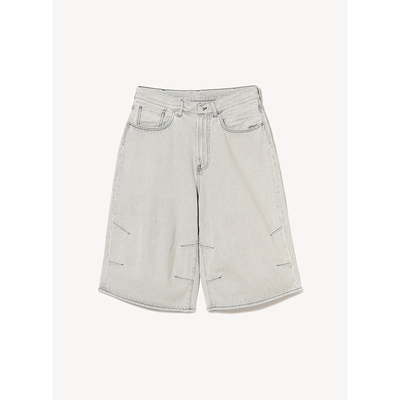 Quarter-Length Wide Denim|White|S|M|L|XL