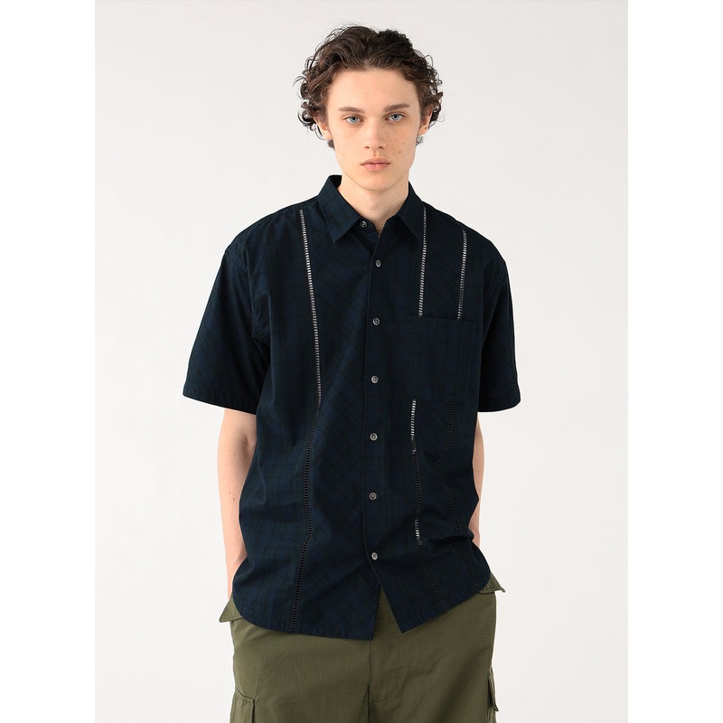 Lace Checkered Shirt|Navy|S|M|L|XL