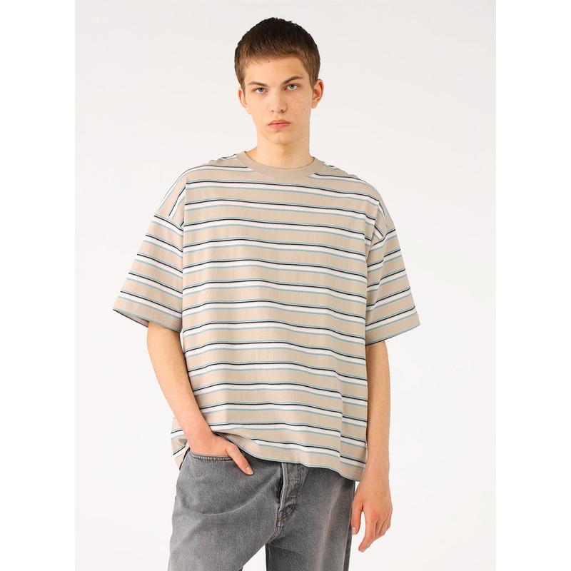 Loose Striped T-Shirt|Sand|S|M|L|XL