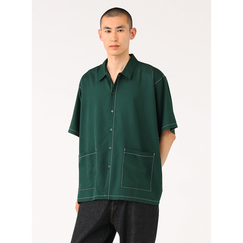 Stitching Easy Shirt|Dark Green|S|M|L|XL