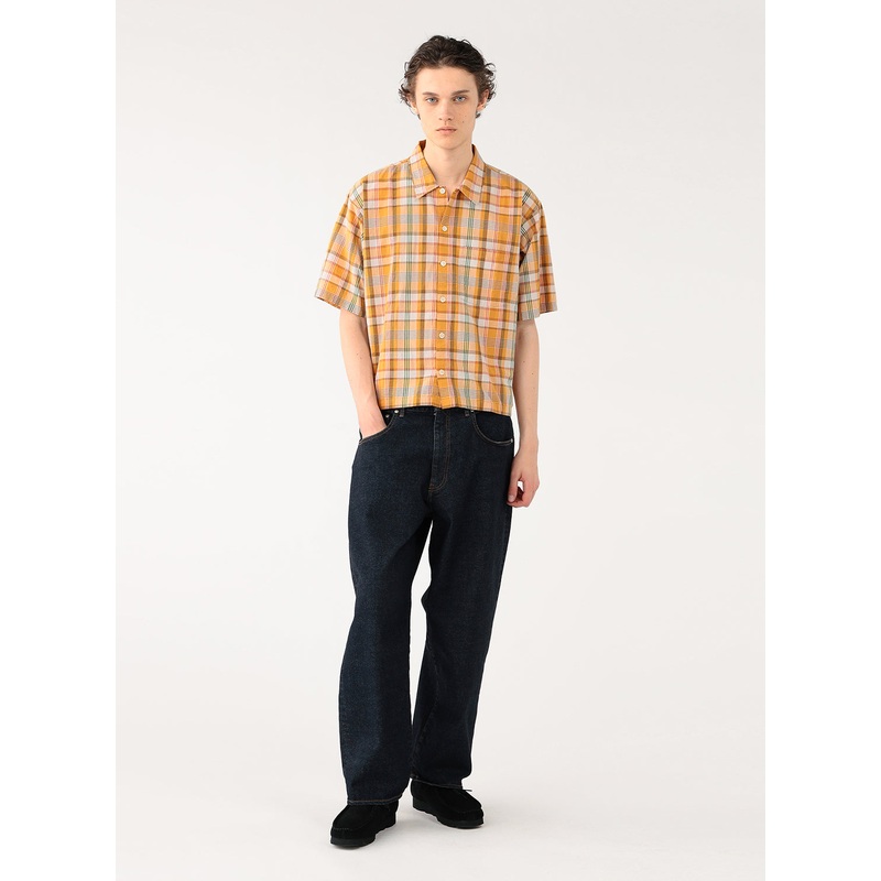 Check Short Shirt|Orange|S|M|L|XL