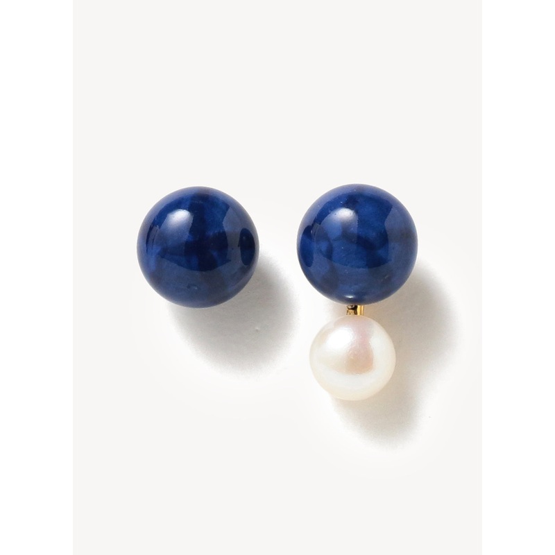Combination Pearl Earrings|Navy|One Size