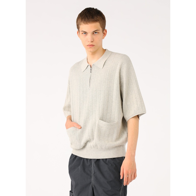 Rib Half Zip Polo|Light Grey|M|L|XL
