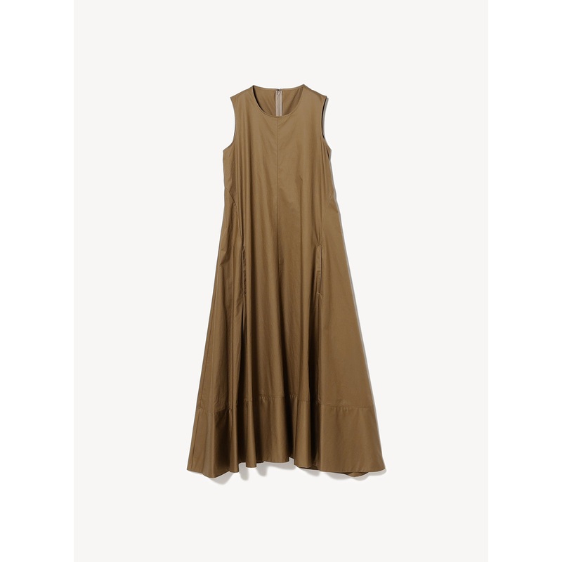 Sleeveless Flared Dress|Khaki|36|38