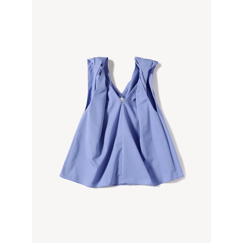 Cotton Twist-Shoulder Blouse|Sax|One Size