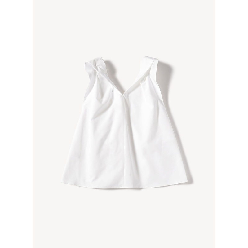 Cotton Twist-Shoulder Blouse|White|One Size