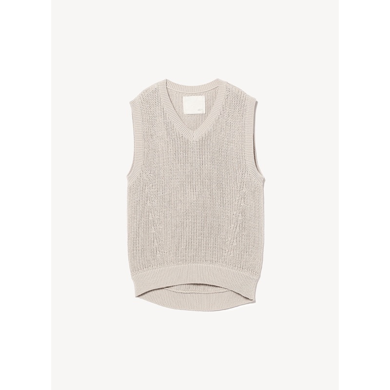 Cotton V-Neck Ribbed Knit|Light Grey|One Size