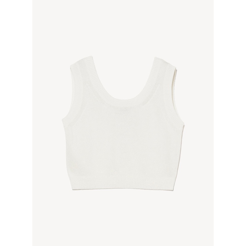 Cropped Knit Tank|White|S