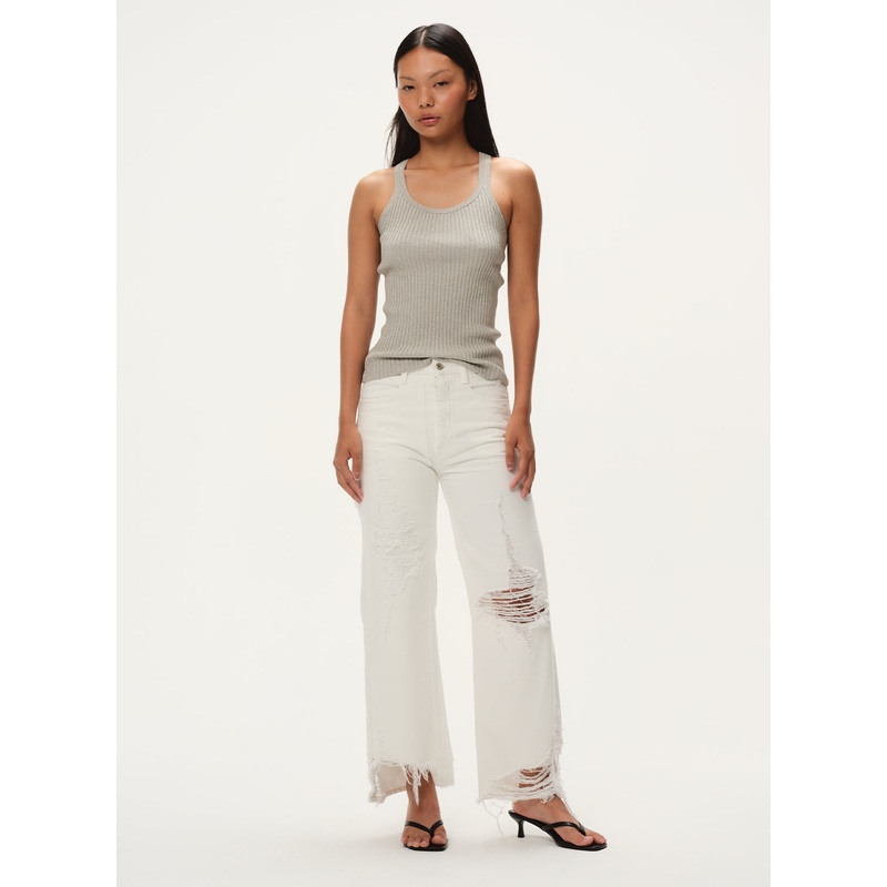 Distressed Denim Pants|White|34|36