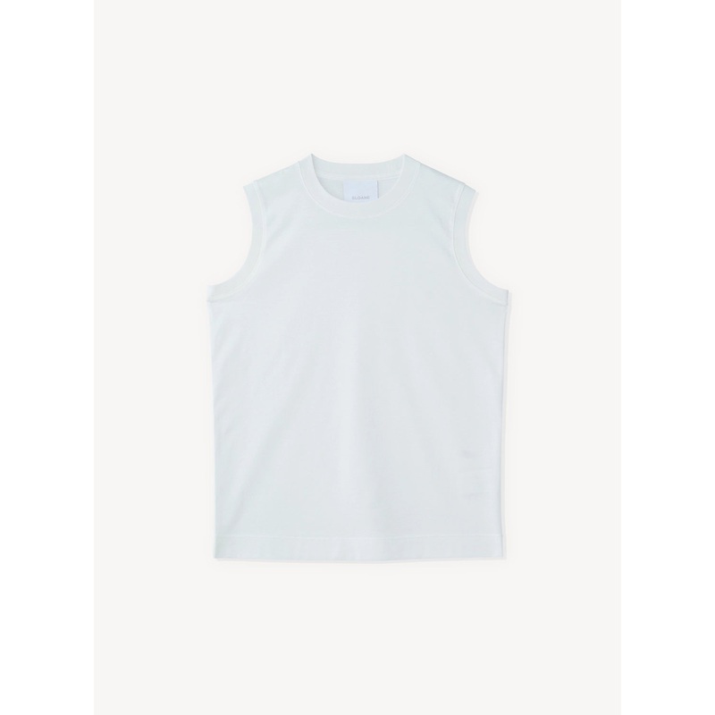 60/2 UV Cotton Sleeveless Tee|White|1|2