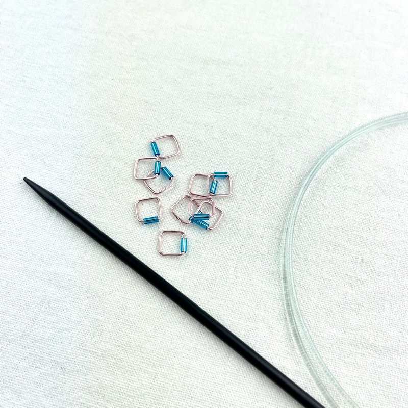 Beaded Stitch Markers | Small Square