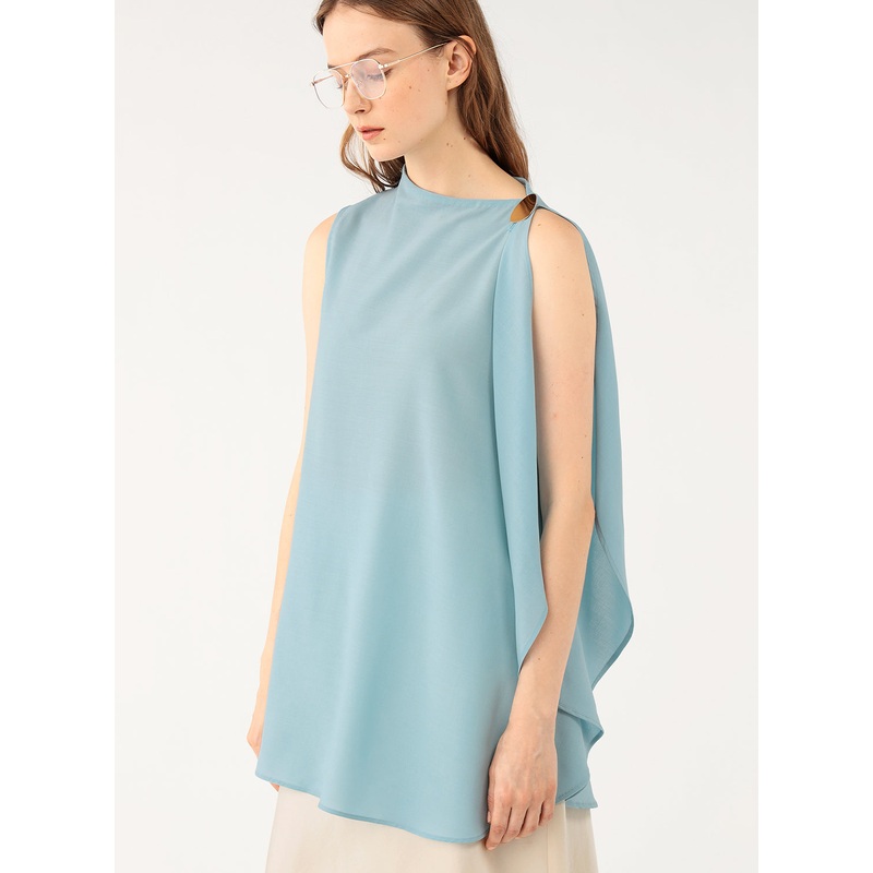 Levi Silk Asymmetry Draped Blouse