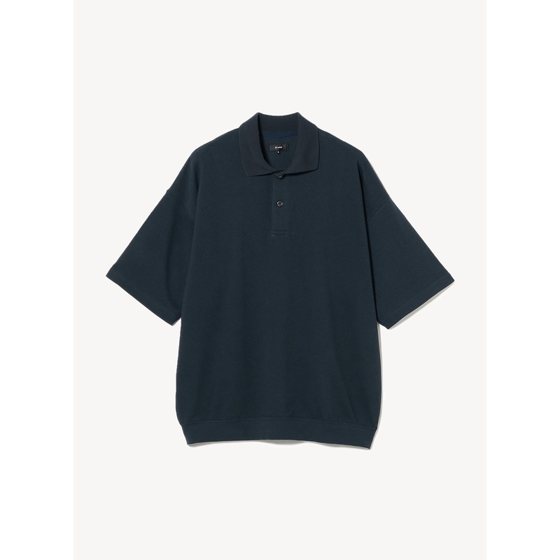 Striped Mesh Polo Shirt|Navy|S|M|L|XL