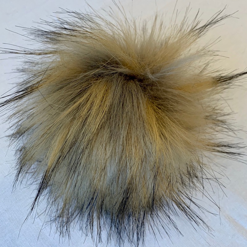 Faux Fur Vegan Pompoms|Yellow with Black Tips|Turquoise|Hot Pink|Pink/Blue/Chartreuse|Electric Blue|Pastel Blue with Silver Stripes|Charcoal|Pastel Lavender with Silver Stripes|Grey with Striped Camel, White, Black tips|Camel/Beige/Pink|Beige with Camel S