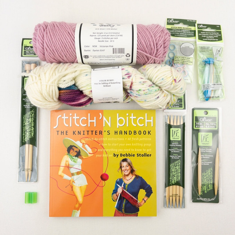 Beginning Knitting Kit (Deluxe) | Lamb’s Pride Bulky, Wonderland Yarns Tweedledeedum & Knitting Instruction Book