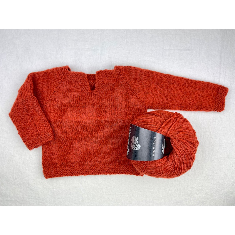 Easiest Baby Sweater Ever (Cashmere 16 version) Knitting Kit | Lana Grossa Cashmere 16 Fine & Knitting Pattern (#320C)