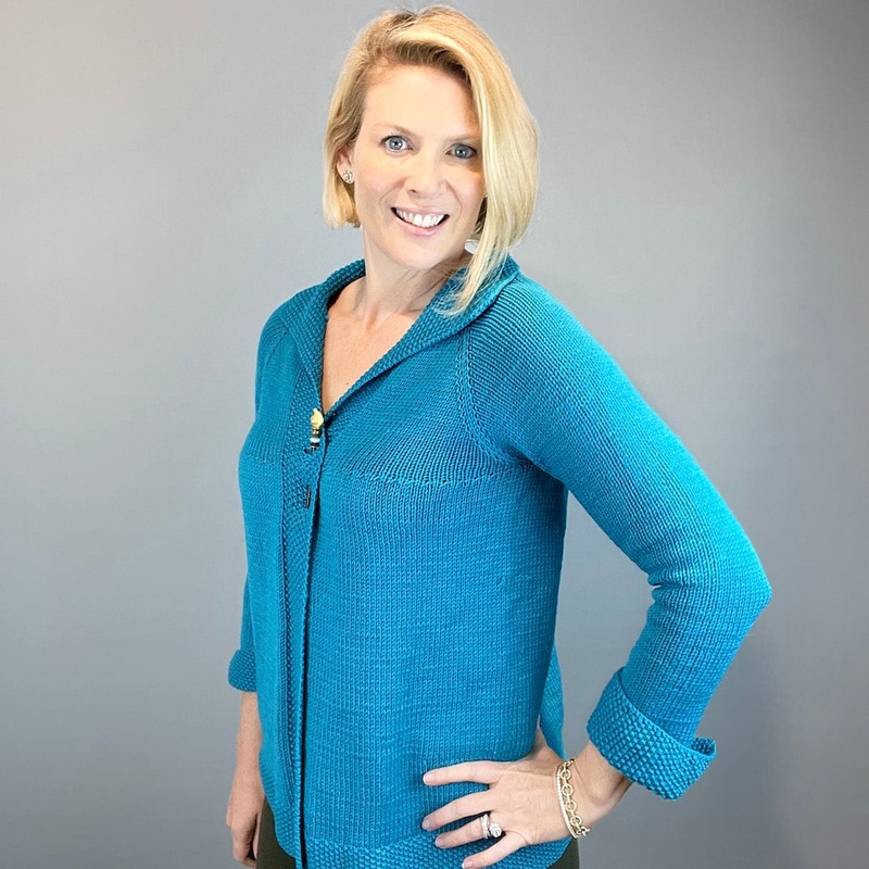 Easy Gathered Cardigan (Size Large) Knitting Kit | Aurora 8 & Knitting Pattern (#126)