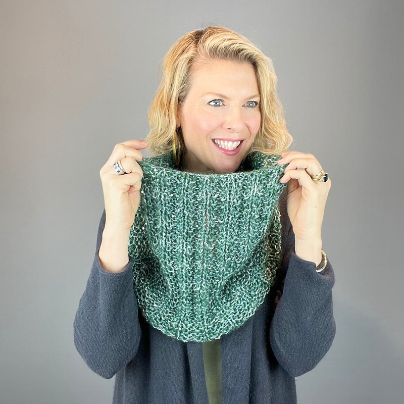 Charmaine’s Cowl Knitting Kit | Lang Yarns Grace, Artyarns Beaded Mohair and Sequins & Knitting Pattern (#207B)