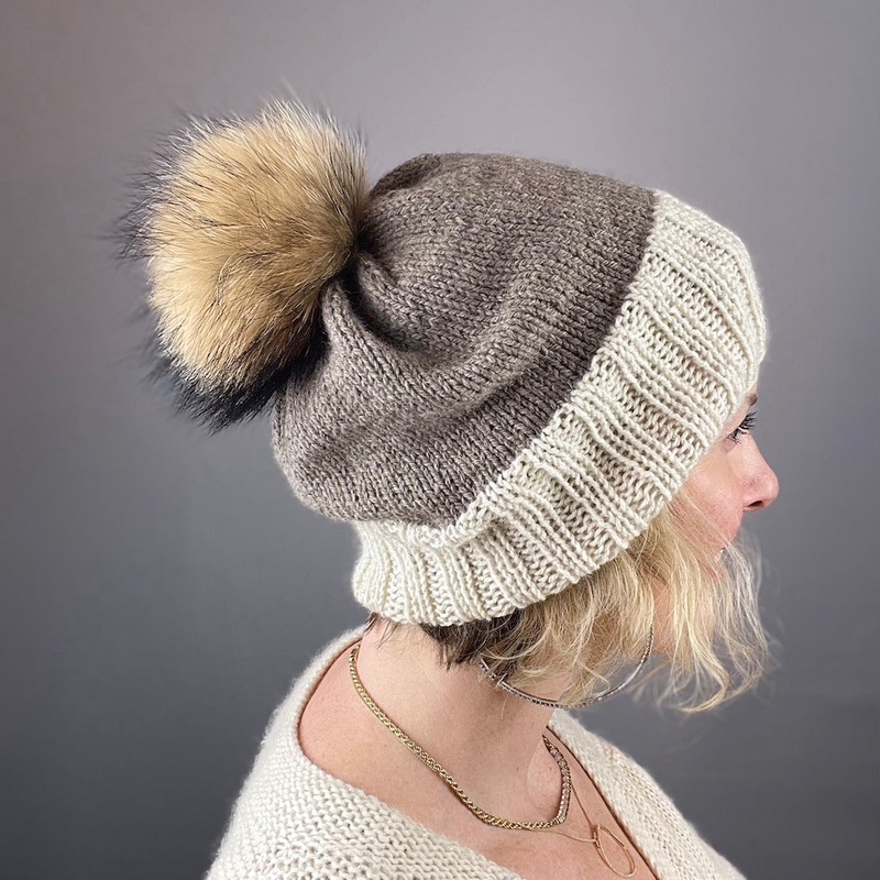 mYak Two Color Slouch Hat | mYak Baby Yak Medium & Knitting Pattern (#385)