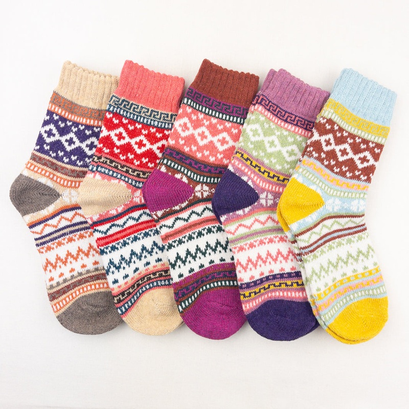 Atelier Fair Isle Socks|Beige/Purple/Tan|Coral/Red/Beige|Brick/Coral/Magenta|Lavender/Mint/Purple|Sky/Brick/Gold