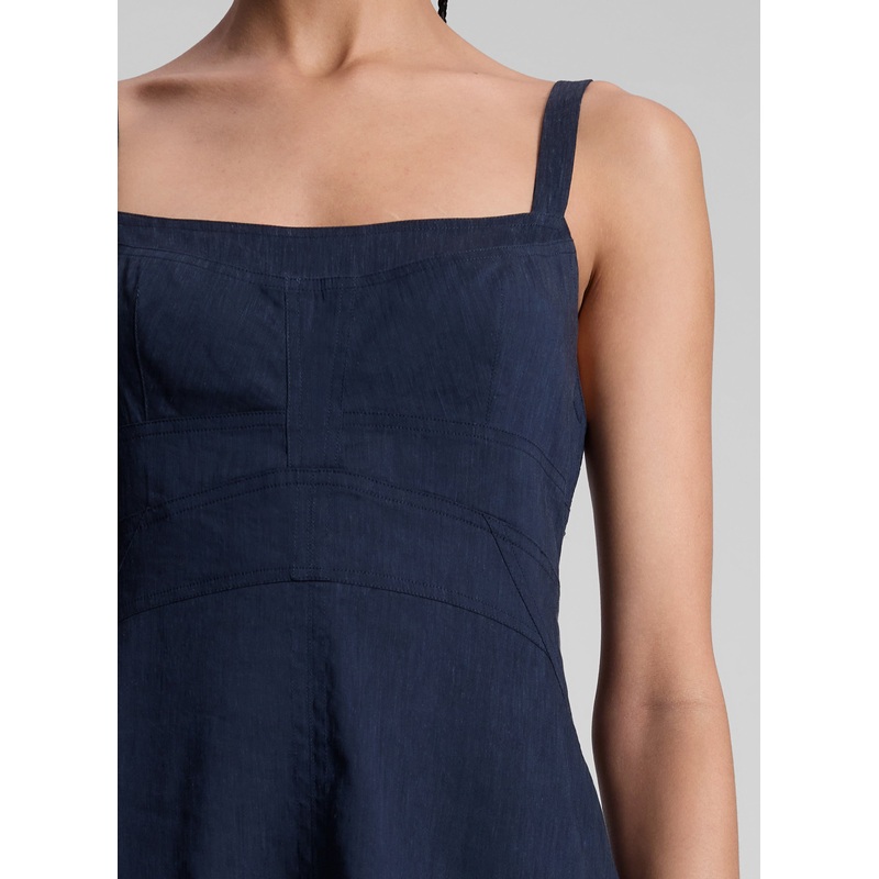 Harlow Linen Midi Dress|Navy|00|0|2|4|6|8|10|12|14